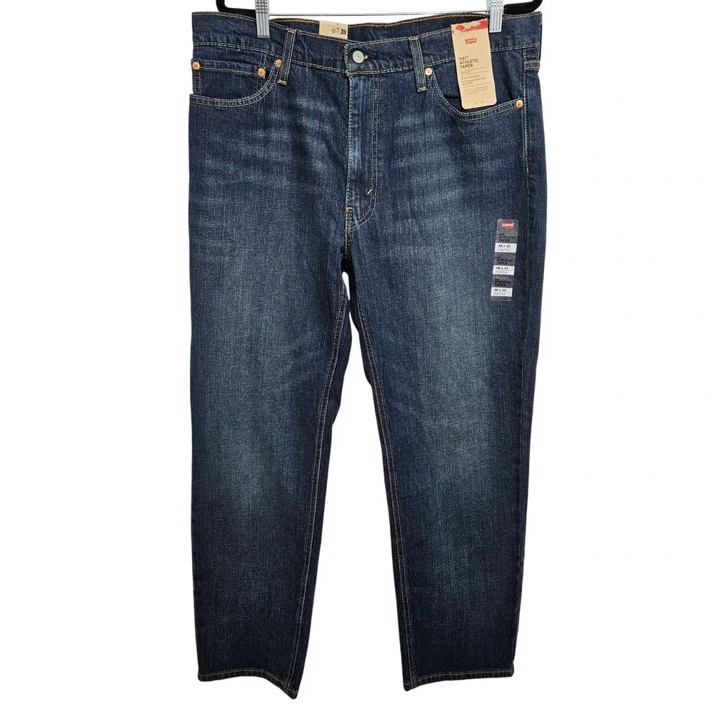 Levis 541 NWT Athletic Taper Jeans Mens 38x32 Dark Wash Blue Eco Ease Denim